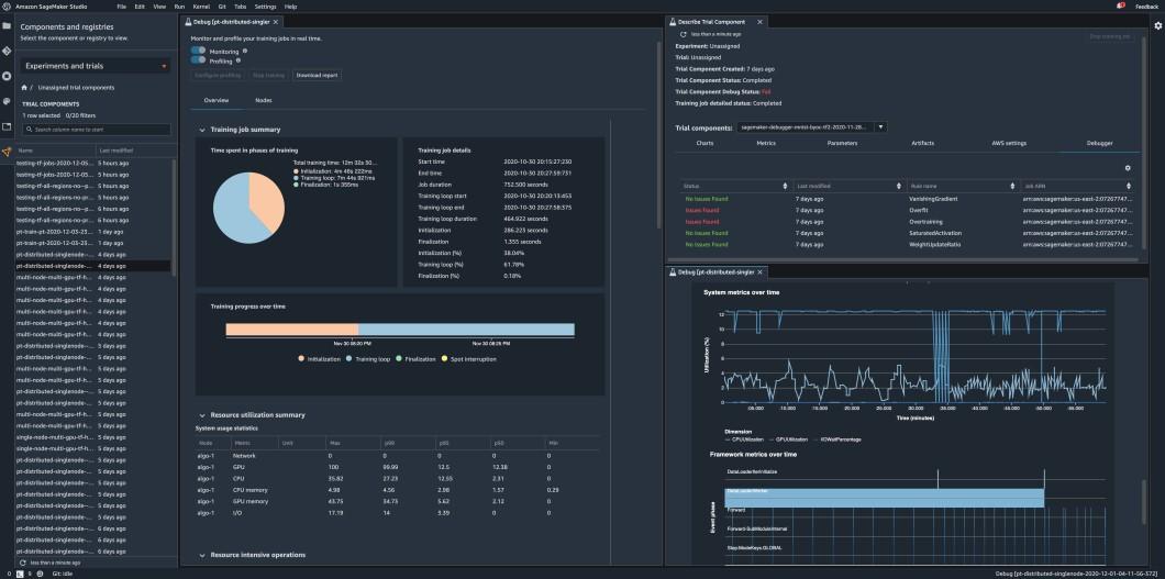  An example of a SageMaker Studio Debugger dashboard 