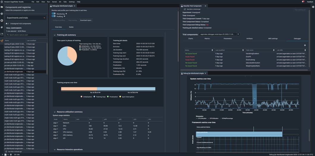  An example of a SageMaker Studio Debugger dashboard 